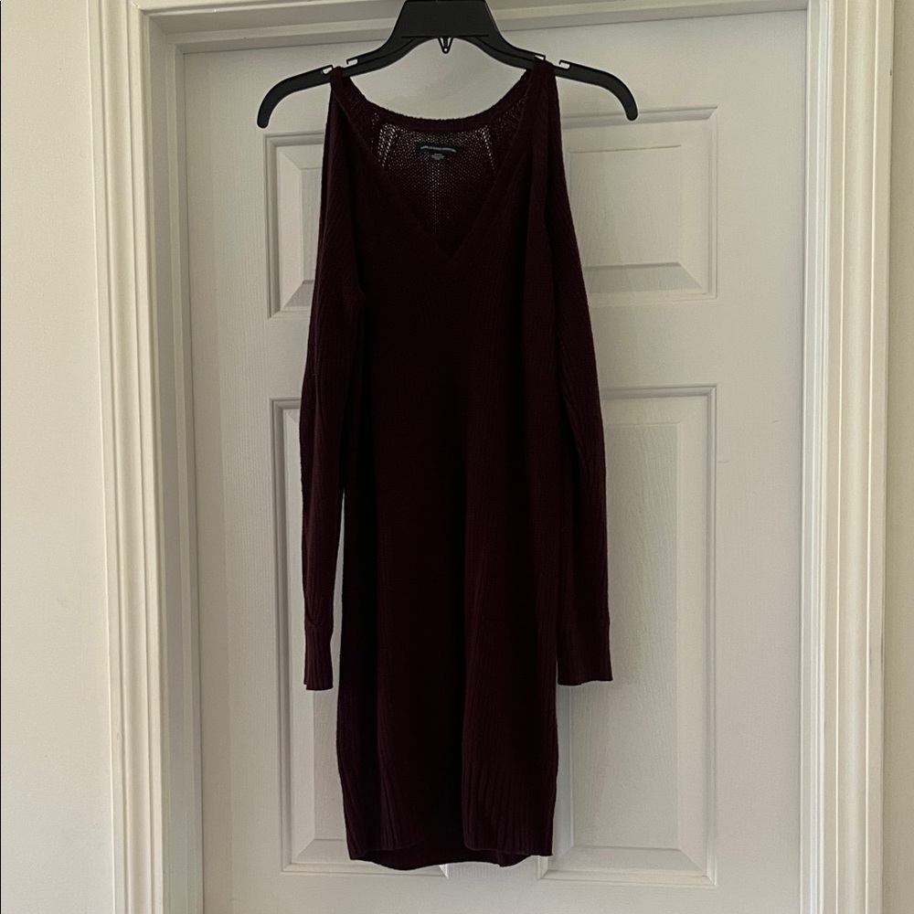 American eagle open shoulder Burgundy sweater Dress